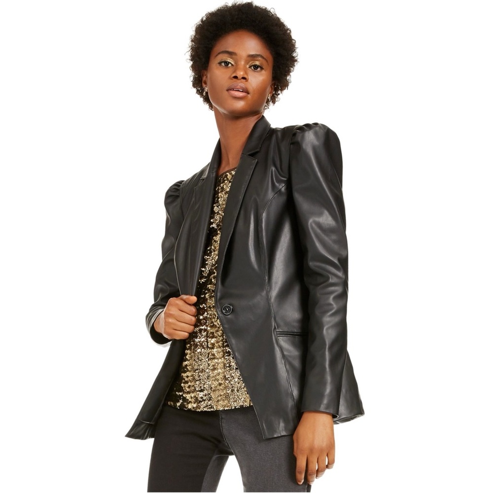 INC Puff-Sleeve Faux Leather Jacket, L